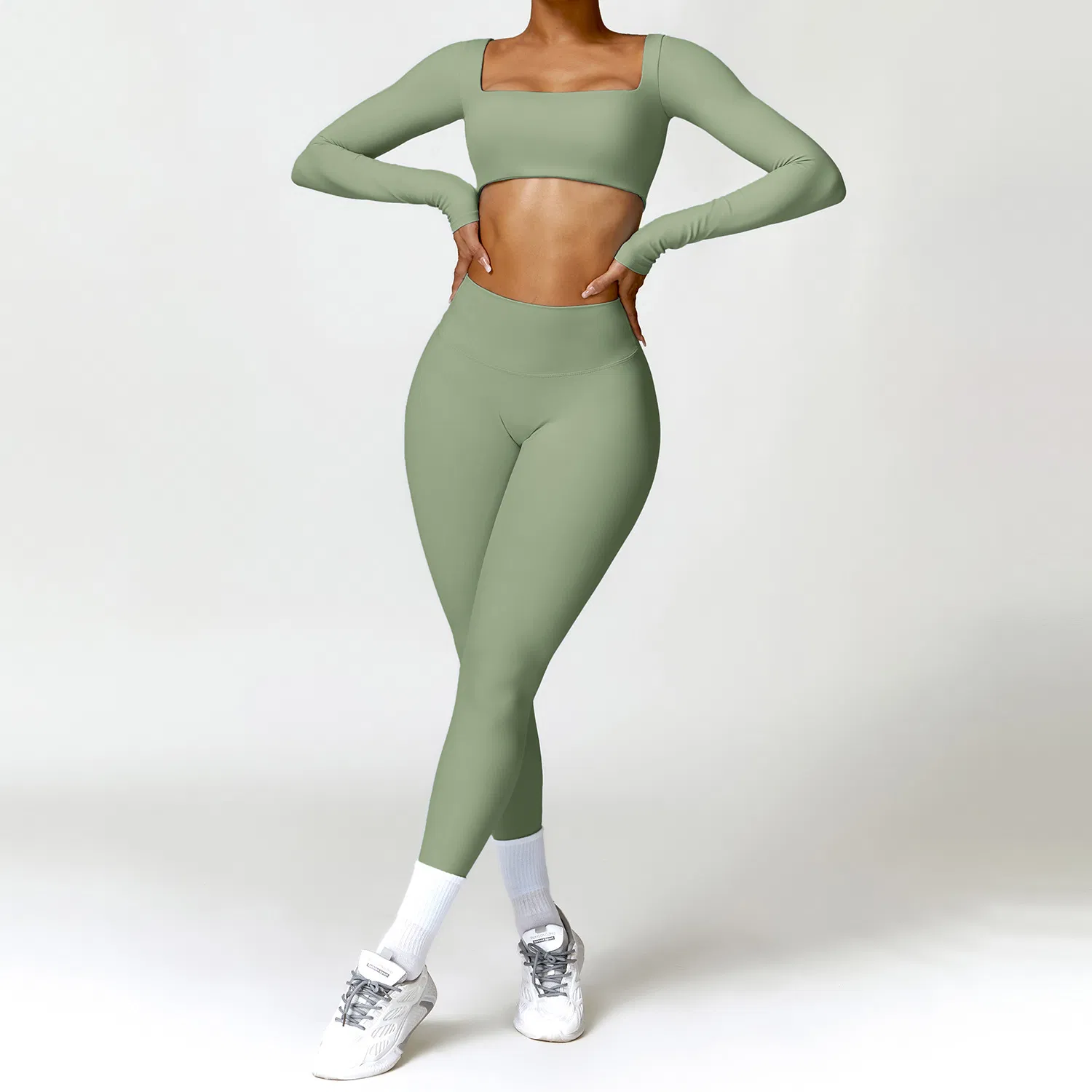 Cross-Border Winter Bare-Skin Seamless Yoga Set- 4-Piece Quick-Dry High-Waist Activewear for Women