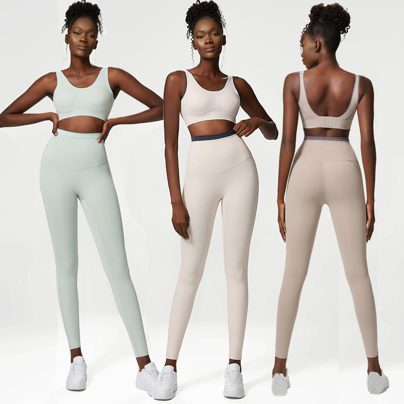 Hot Sale Casual Breathable Knitted Yoga Wear Butt Lift High Waist Leggings Women Cotton Knit Pant Sets