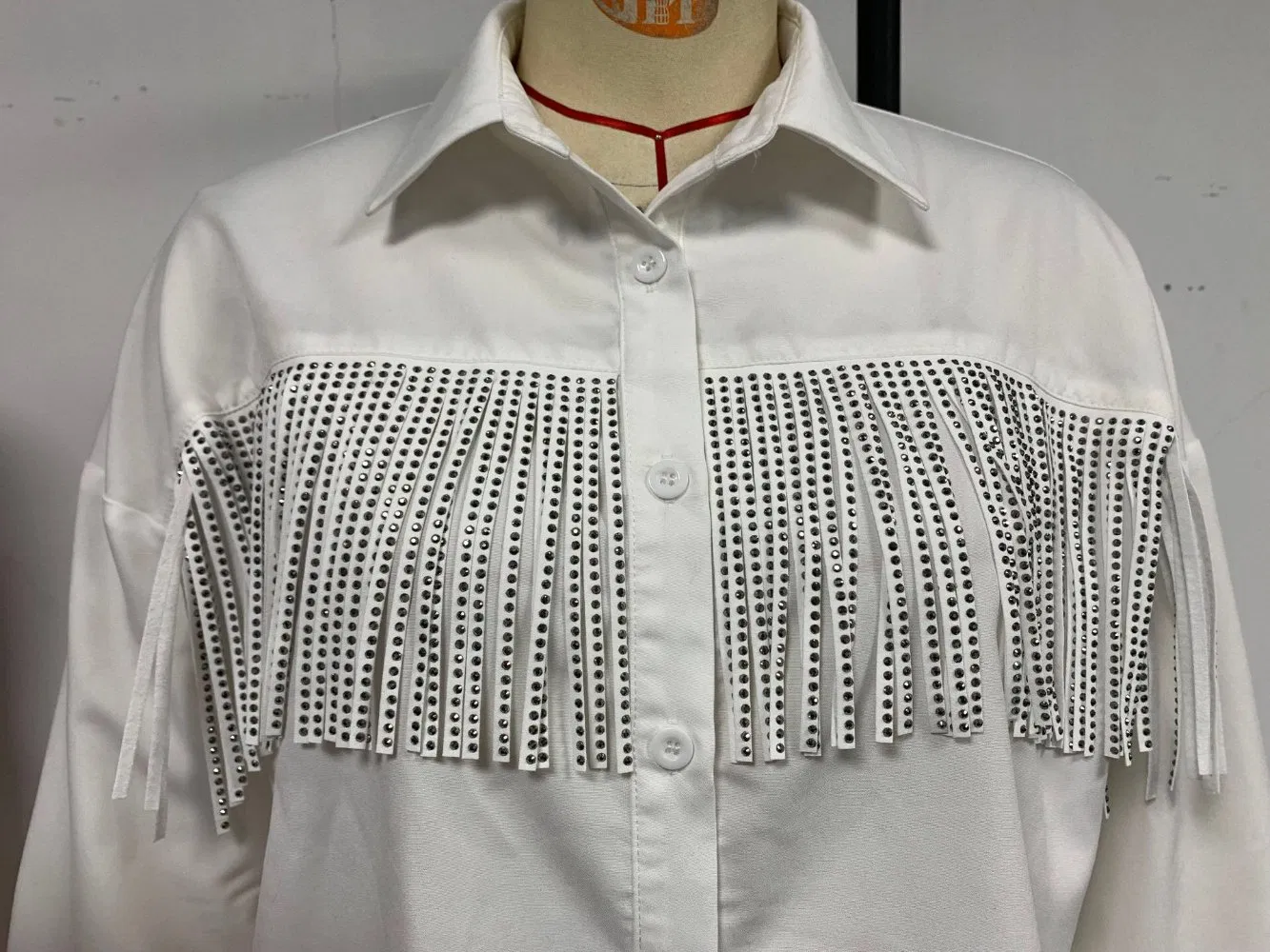 Women's Fashion Tassel Long Sleeve Popular off Shoulder Sleeve Plain Blouse