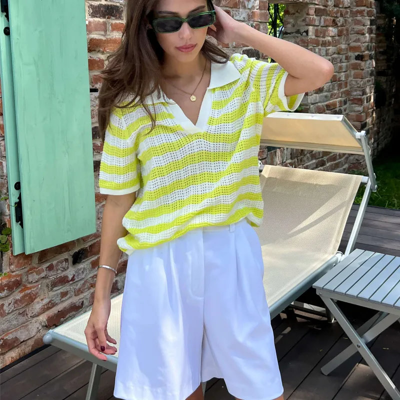 Viscose Knit Striped Top 3