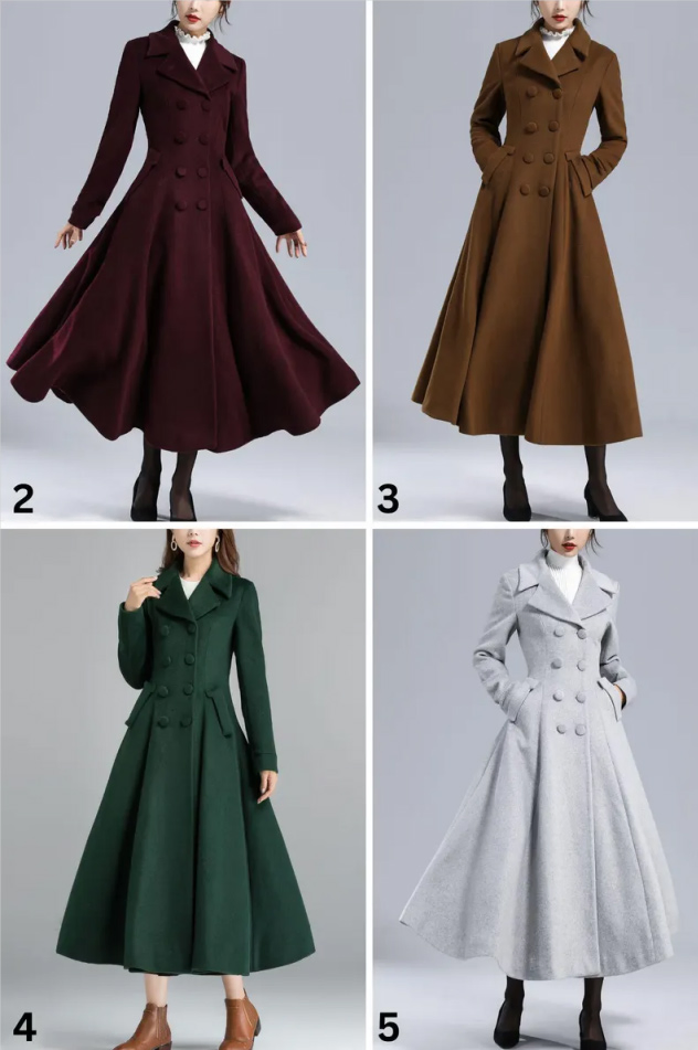 Women's Stylish Brown Maxi Coat with Double-Breasted Design