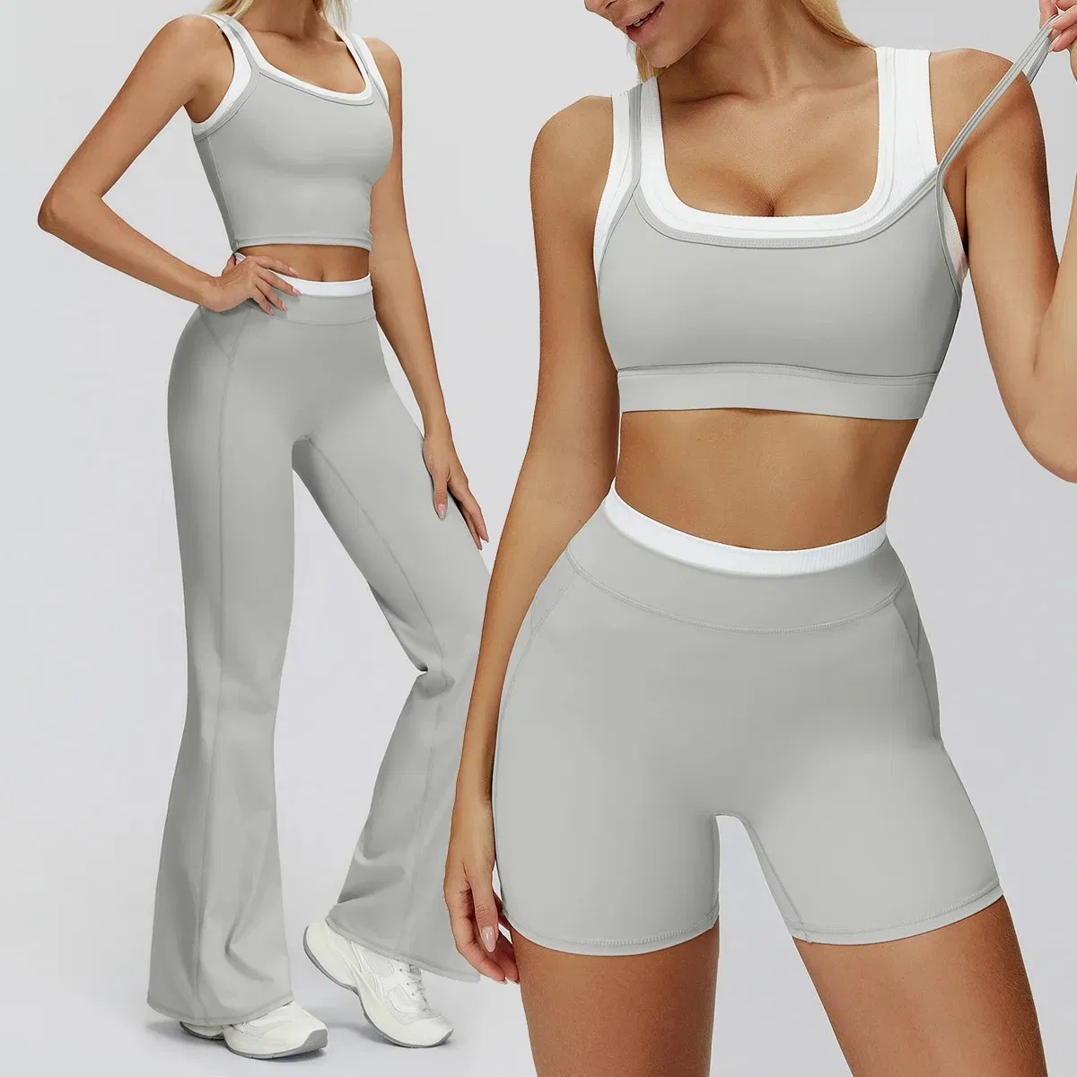 Spring Autumn Gym Wear New Yoga Sportswear Set Women Tight Quick Drying Sports Fitness Yoga Bra &amp; Leggings Two Piece Set Activewear