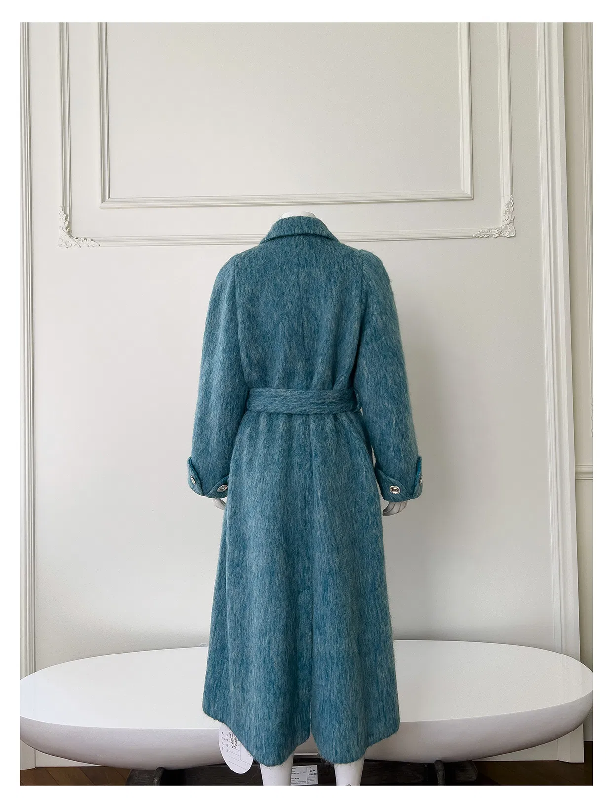 Nnr High Quality Winter Long Blue Wool Fur Coat Women