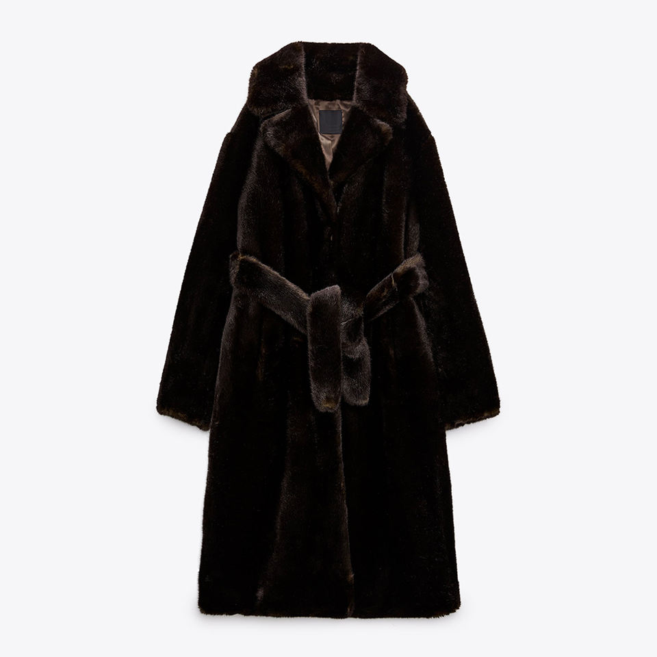 Winter Warm Luxury Coat Lapel Collar Button-up Long Faux Fur Jacket for Women