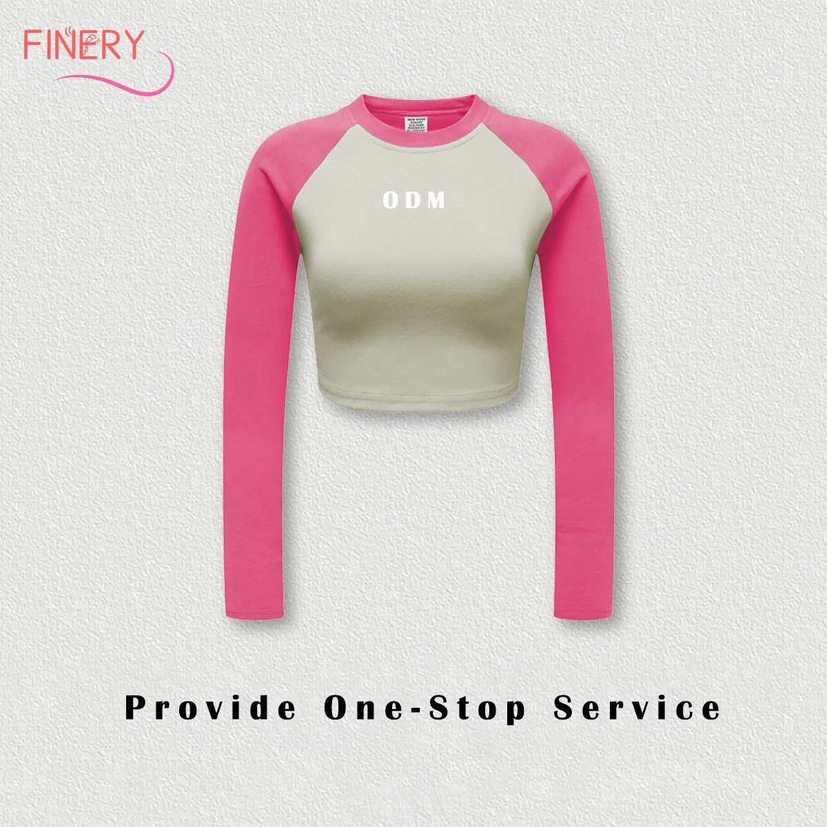 Instagram Clothing 285GSM 80%Cotton 20%Polyester Sexy Women Long Sleeve Graphic Cropped Raglan Tee 2022 Tendancy Crop Top