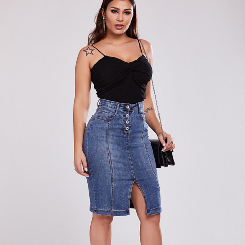 Wholesale The Skirt for Ladies Fashion Customised Womens Casual Sexy Skirts Button-Fly Pocket Mini Short Denim Skirts for Women