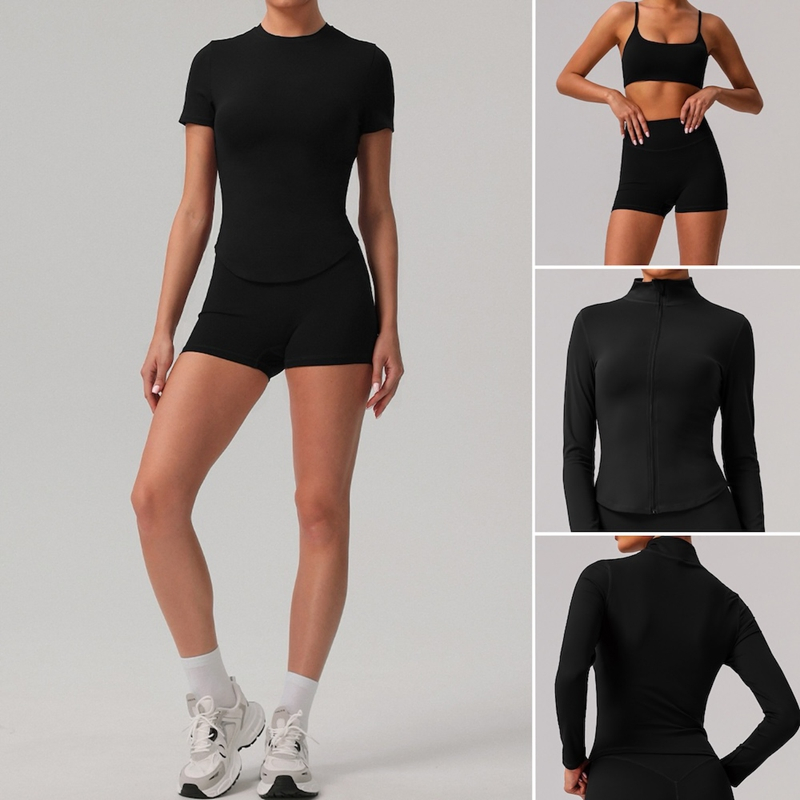 Factory Price Womens Premium Soft and Stretch Workout Clothing Set for Women, 5PCS Matching Yoga Fitness Outfits Casual Paddle Tennis Golf Activewear