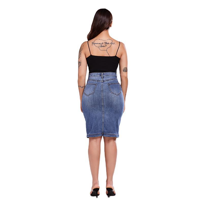 Wholesale The Skirt for Ladies Fashion Customised Womens Casual Sexy Skirts Button-Fly Pocket Mini Short Denim Skirts for Women