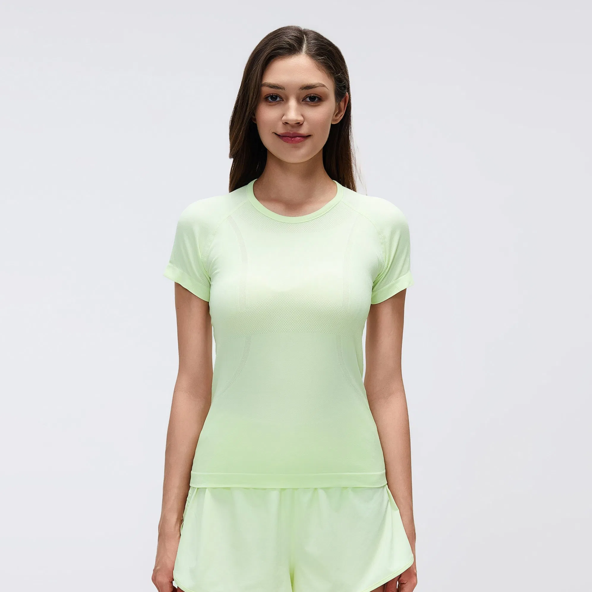 Women's Seamless Yoga T-Shirt, Quick Dry Slim Fit Workout Tops for Gym Running, Breathable Athletic Sport Tee for Summer