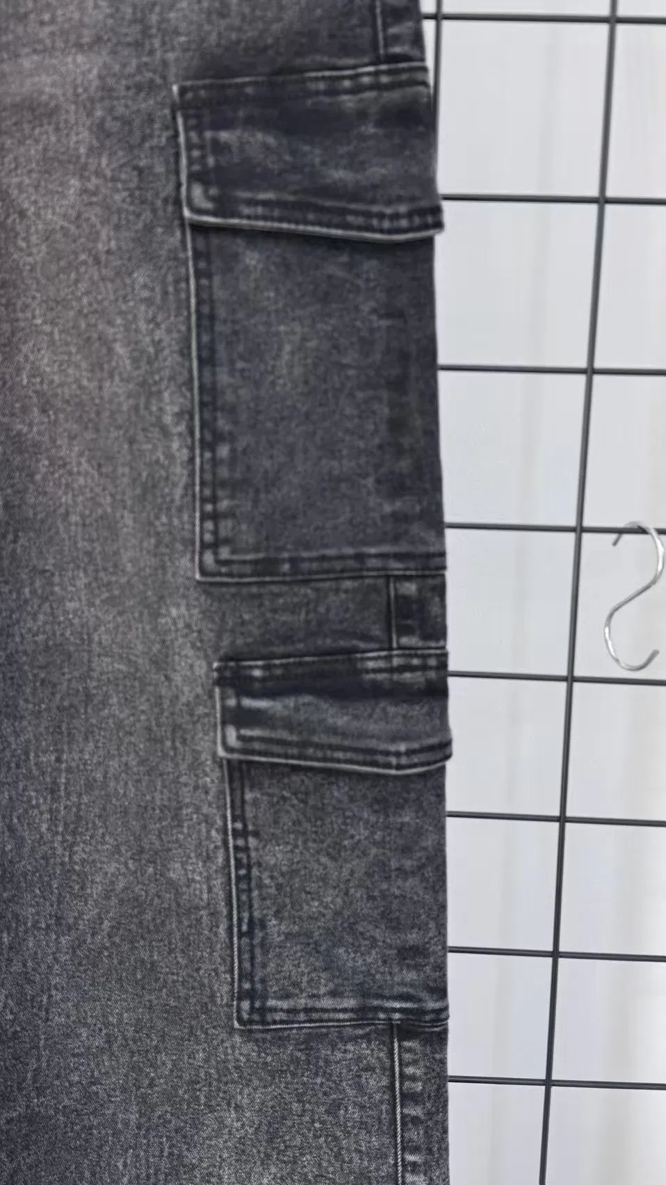 70%Cotton&28%Polyester&2%Spandex Women's Multi-Pocket Elasticity Denim Work Pants