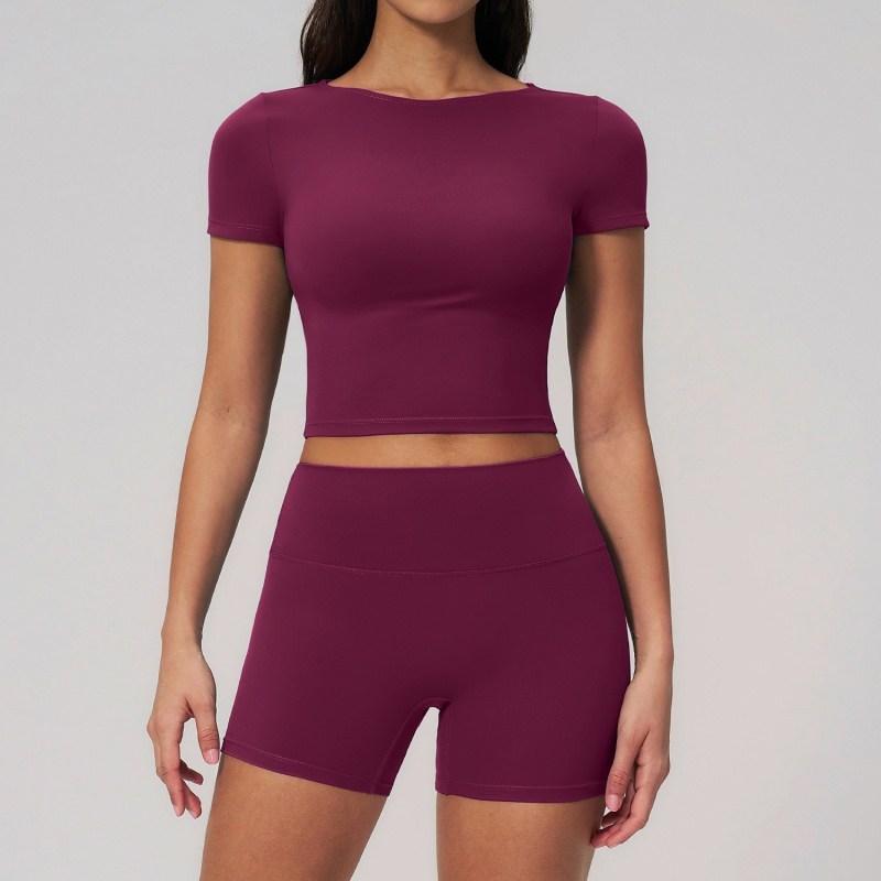 Wholesale Women's Fashion Wear Crop T Shirt Clothes, High Waist Shorts Set for Casual Workout