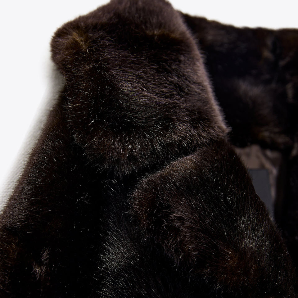 Winter Warm Luxury Coat Lapel Collar Button-up Long Faux Fur Jacket for Women