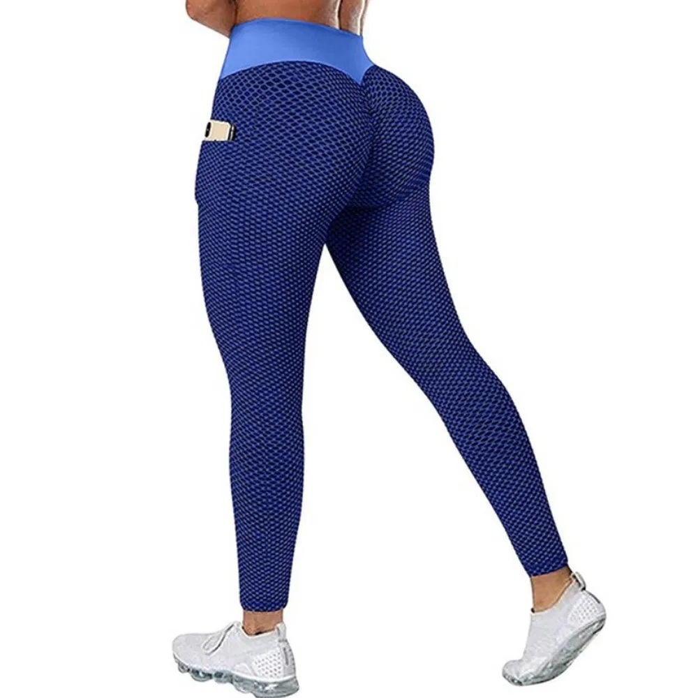 Plus Size Woman Yoga Pants Running Sportswear Workout Butt Lift Pockets Leggings