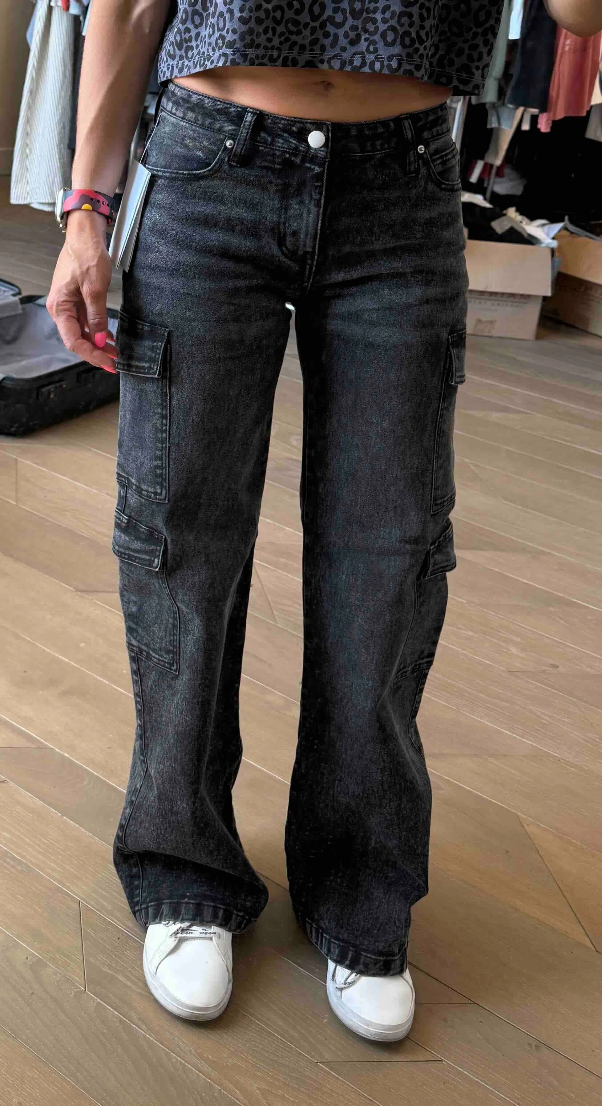 70%Cotton&28%Polyester&2%Spandex Women's Multi-Pocket Elasticity Denim Work Pants