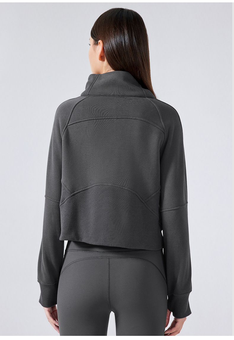 New Arrival High Neck Zipper Warm Thick Running Jacket Women Pullover Top Fleece Hoodie with Pocket