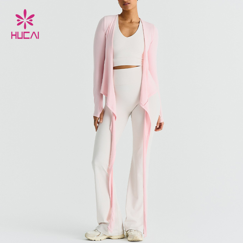 Custom Long Sleeve Women Gym Active Yoga Wear Ballet Wrap Crop Top