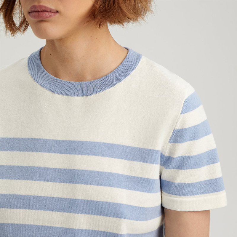 Fashionable Women's Striped Short-Sleeve Sweater Crew Neck Summer Knit – Daily Must-Have, Short-Sleeve Crew Neck Sweater for Summer, No MOQ