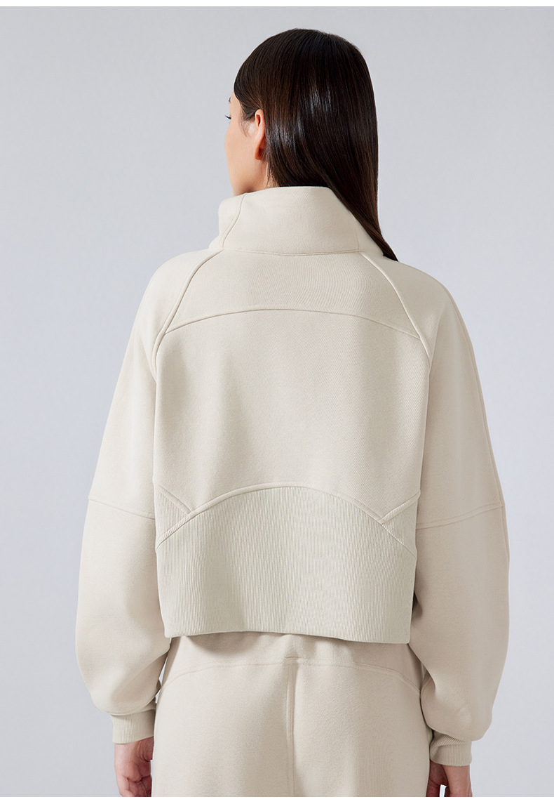 New Arrival High Neck Zipper Warm Thick Running Jacket Women Pullover Top Fleece Hoodie with Pocket