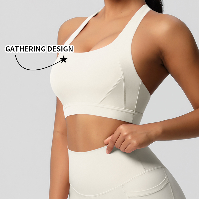 Custom Cross Back Sports Bra for Women, High Support Yoga Bra with Removable Pads, Breathable Workout Crop Top