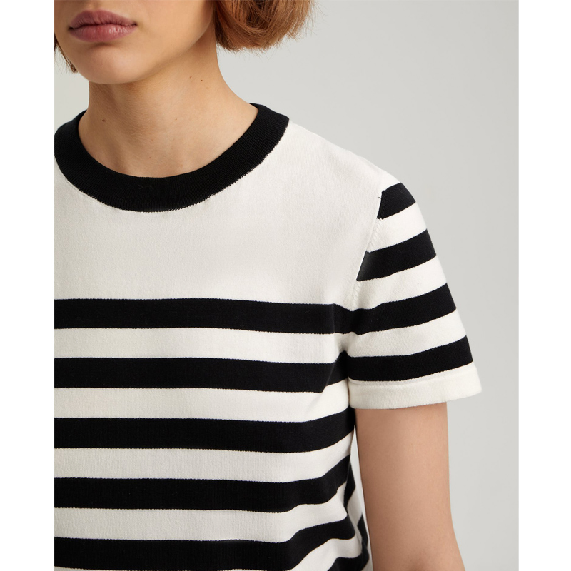 Fashionable Women's Striped Short-Sleeve Sweater Crew Neck Summer Knit – Daily Must-Have, Short-Sleeve Crew Neck Sweater for Summer, No MOQ