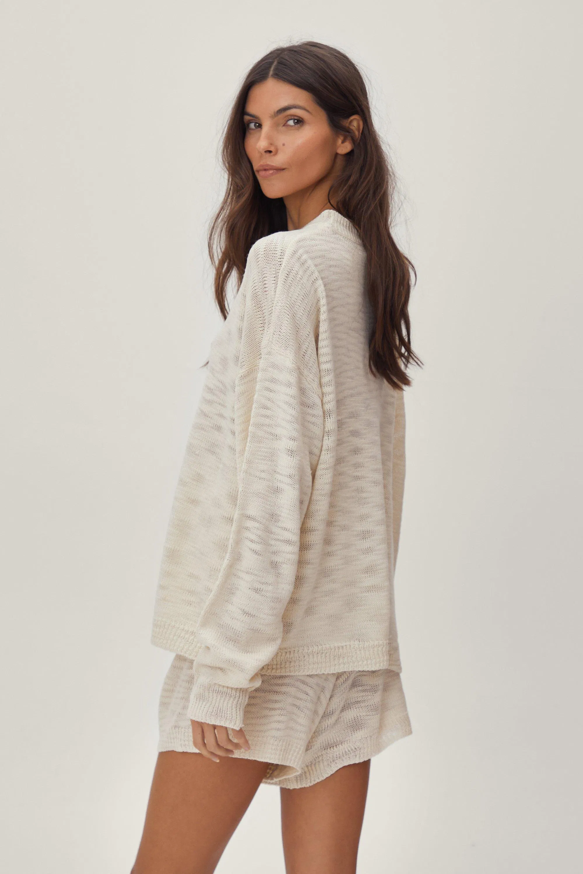 Manufacturer China Good Quality Competitive Price New Fashion Slouch Knit Sweat and Shorts Set Relaxed Knitted Women Leisure Household Women Loungewear