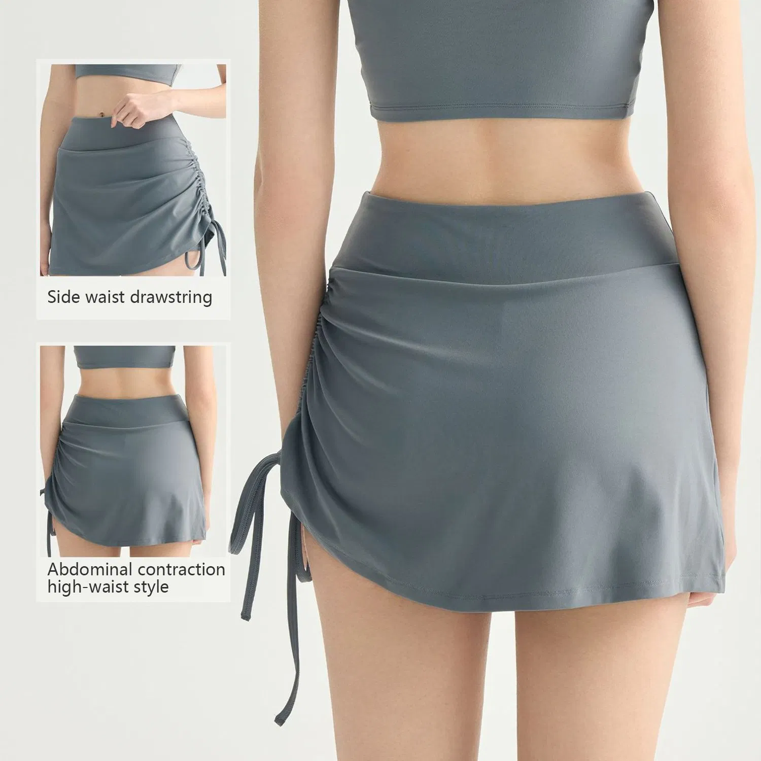 Qumor High Waist Slim Fit Women Sports Tennis Skirt, Breathable High Stretch A-Line Golf Skort with Built-in Safety Shorts, Butt Lifting Casual Running Athletic