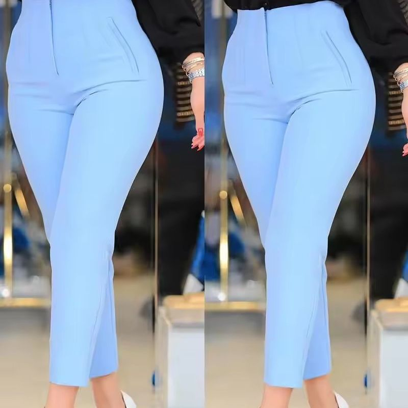 OEM Custom High Waist Lady Elegant Wide Leg Pants Trousers for Women