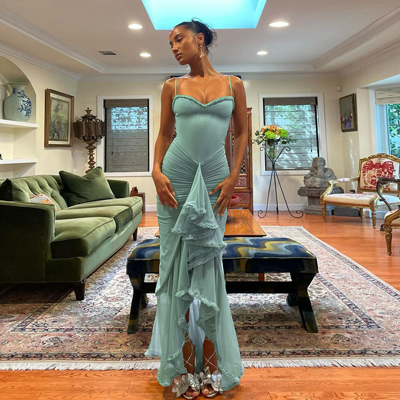 Fashion Women's Summer Knitted Long Backless Dress Sexy Party Slim Dress