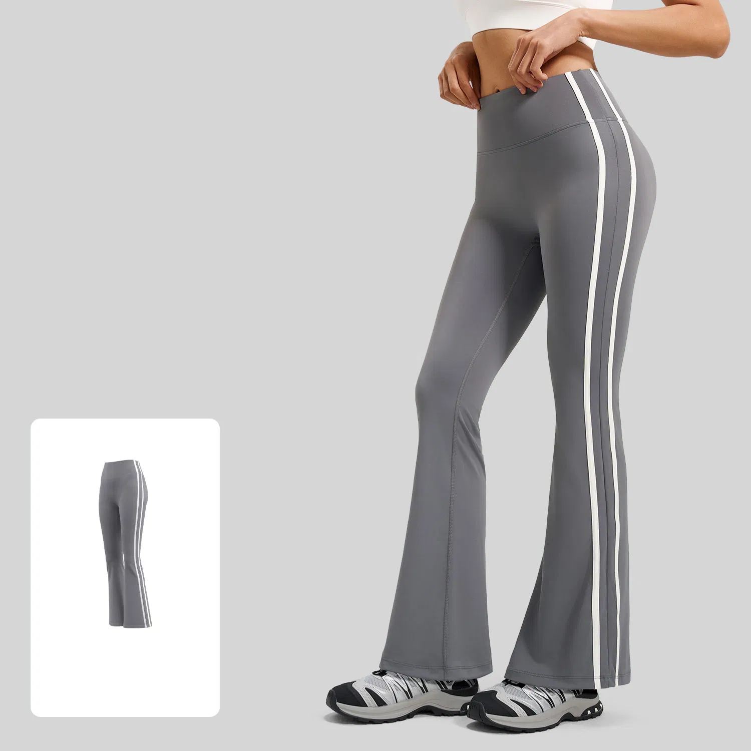 Women Scrunch Butt Lifting Gym High Waist Stripe Flare Yoga Pants