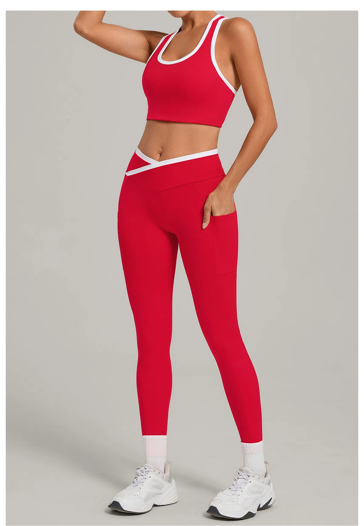 Sports Tops Running Tight Leggings Yoga Outfit Women Color-Blocking Activewear