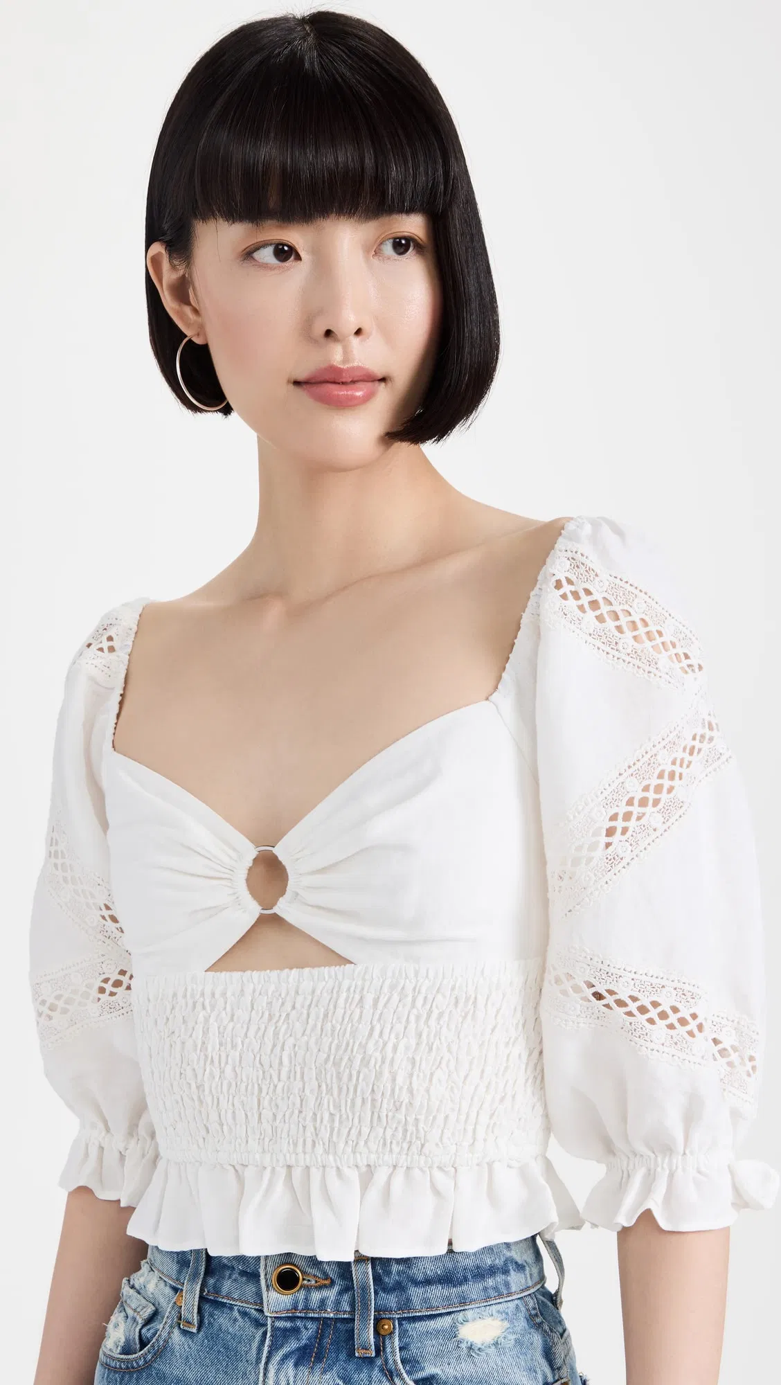 Sweetheart Neck OEM China New Design Apparel Factory Hot Selling Wholesale Fashion Summer Elegant Elbow Length Puff Sleeves Women Clothing Lady Blouses