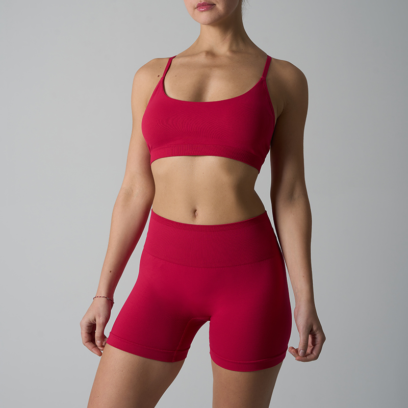 Women's Seamless Athletic Set: Padded Cross-Back Sports Bra &amp; High-Waisted, Butt-Lifting Yoga Short Stylish Wear, Tight-Fit, and Casual Activewear Set