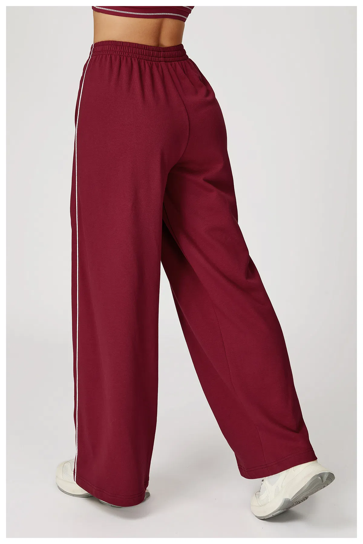Color-Blocking Loose Straight-Leg Pocket Casual Comfortable Women Sweat Pants