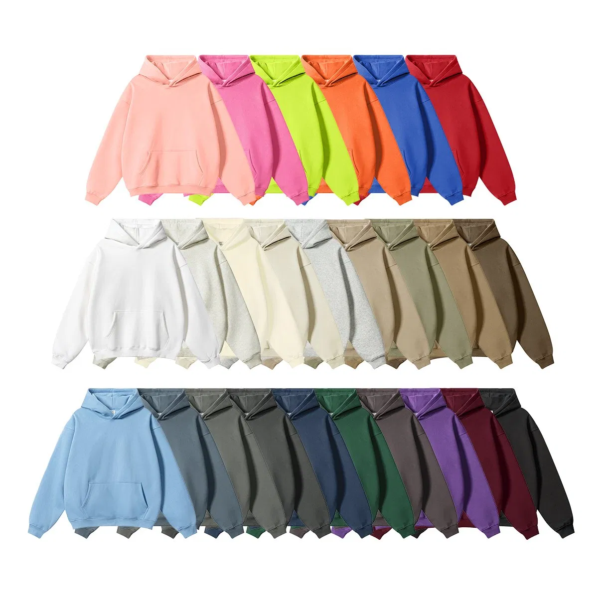 S-3XL 24 Colors Thickened Polar Fleece 345g Good Quality Women Men Can Custom Logo Printing Embroidery Pullover No Drawstring Hoodie