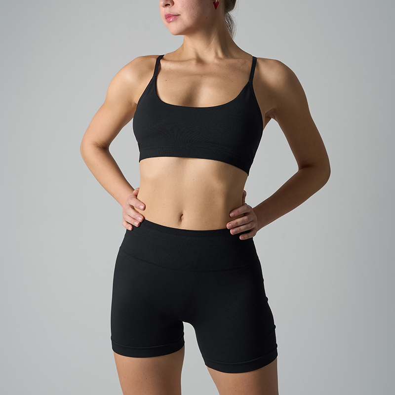 Women's Seamless Athletic Set: Padded Cross-Back Sports Bra &amp; High-Waisted, Butt-Lifting Yoga Short Stylish Wear, Tight-Fit, and Casual Activewear Set