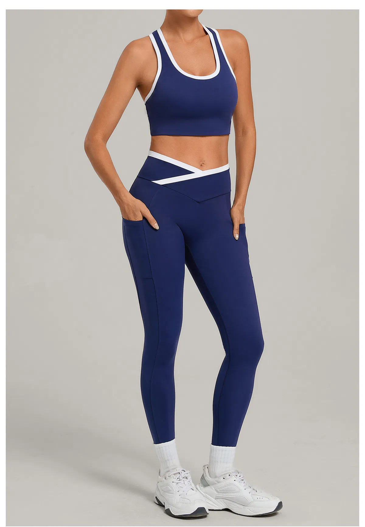 Sports Tops Running Tight Leggings Yoga Outfit Women Color-Blocking Activewear