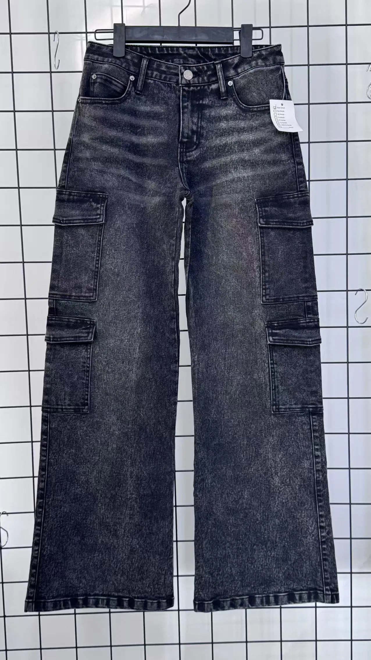 70%Cotton&28%Polyester&2%Spandex Women's Multi-Pocket Elasticity Denim Work Pants