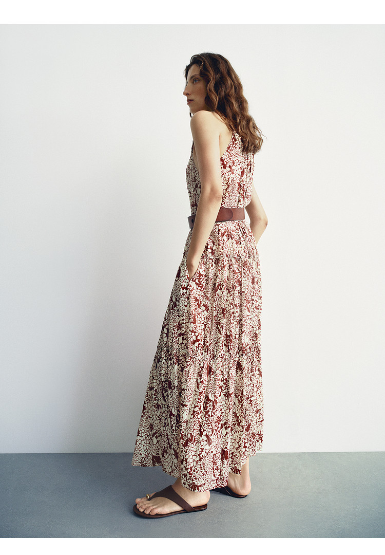 Luxury Women Clothing Wholesale Drawstring Shoulder Pleat Skirt Design Women Slip Dress Customized Sleeveless Beach Holiday Dress for Woman