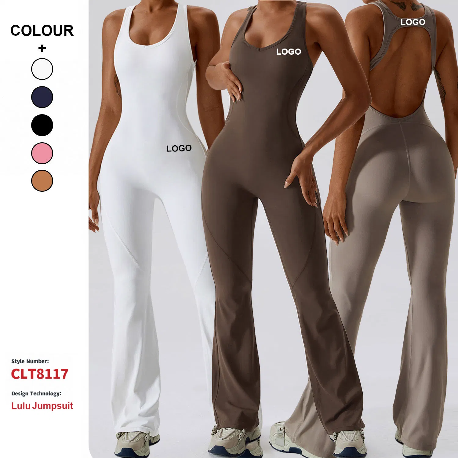 Women Yoga with Pads Bra Rompers Jumpsuits Workout Gym Leggings Sports Ribbed Flared Playsuits Girls Conjuntos Pants Bodysuits