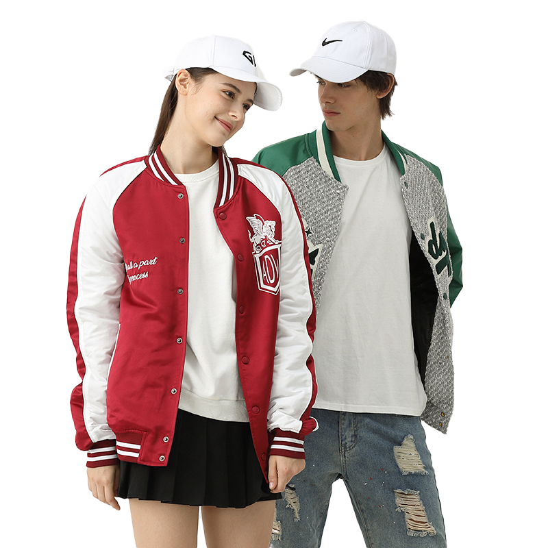 Logo Fashion Wholesale Cotton Bomber Varsity Uniform Patch Women Coat Letterman Baseball Jacket