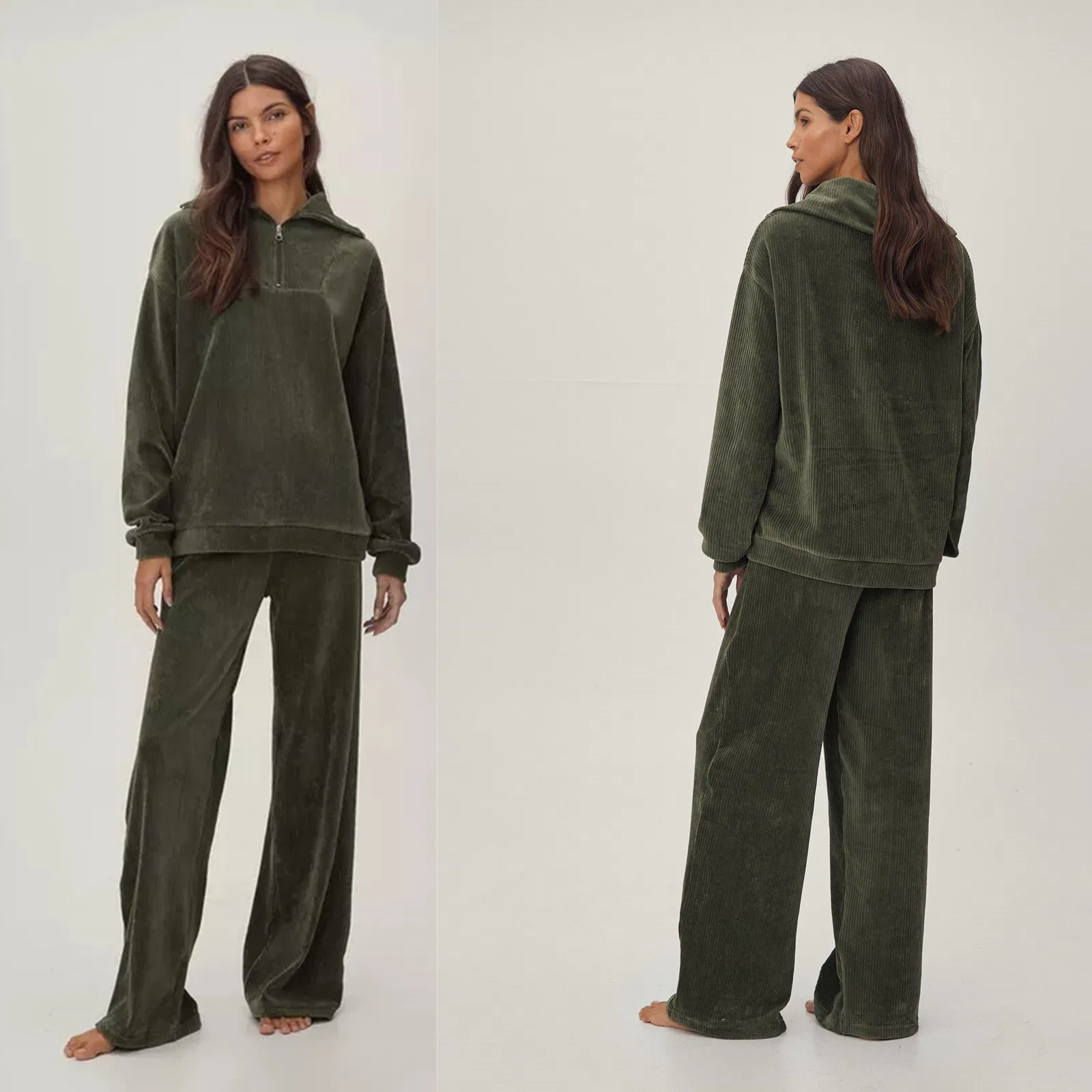 China Supplier Guangzhou Factory Wholesale Bulk Hot Popular Velvet Corduroy Relaxed Knitted Women Leisure Household Women Loungewear