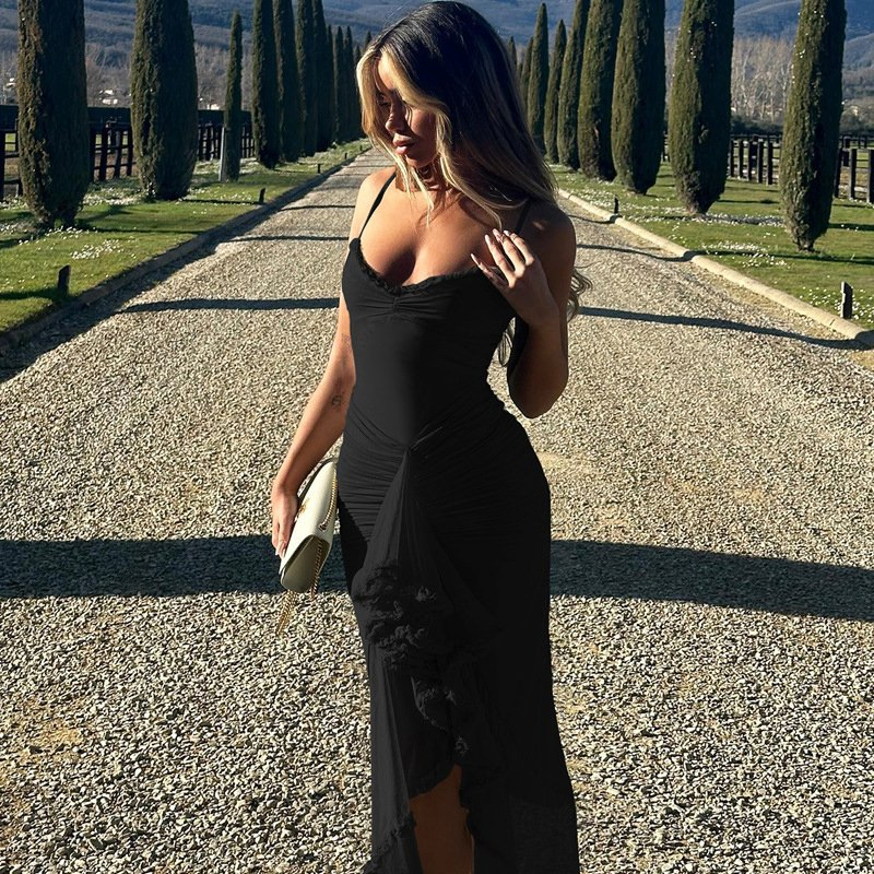 Fashion Women's Summer Knitted Long Backless Dress Sexy Party Slim Dress