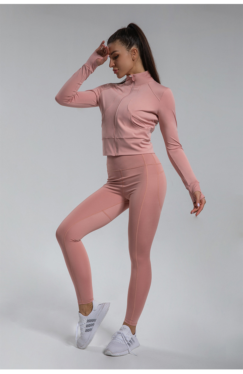 Fitness Clothing Gym Long Sleeve Crop Top Women Sportswear Slim Tracksuits Zipper Sport Jacket