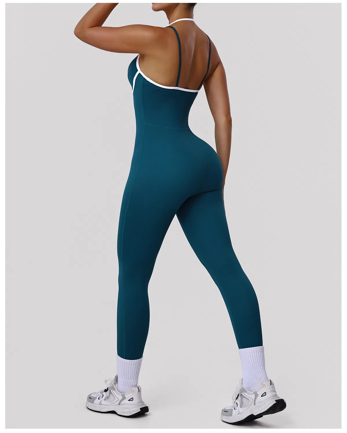 Women's Slimming Shaping Gym Jumpsuit Thin-Band Backless Fitness Elastic Tight Yoga Jumpsuit