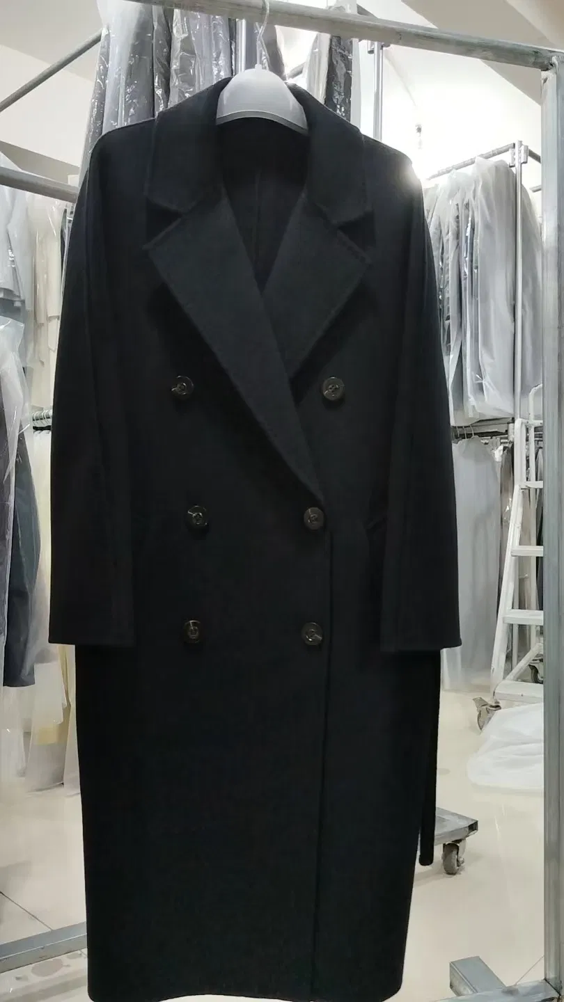Luxury Women Winter Clothing Wool and Cashmere Blend Long Coat