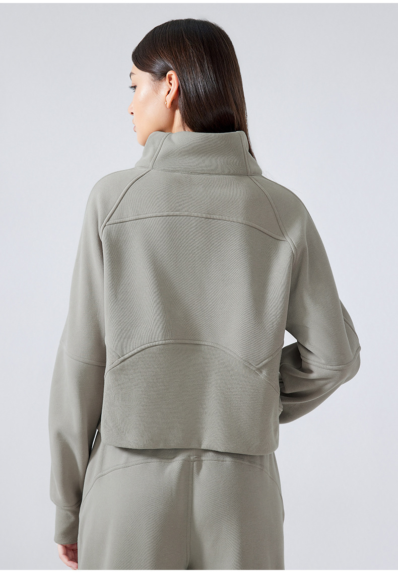 New Arrival High Neck Zipper Warm Thick Running Jacket Women Pullover Top Fleece Hoodie with Pocket