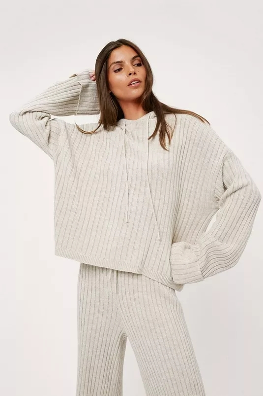 Manufacturer China Good Quality Long Sleeves Relaxed Knitted Women Leisure Household Women Loungewear