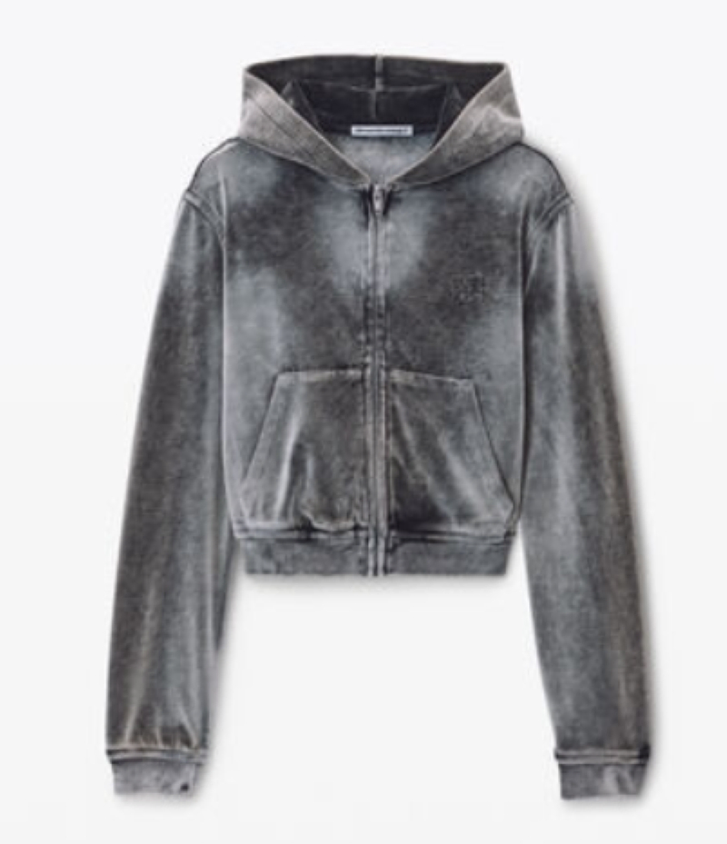 Luxurious Velvet Acid Wash Hoodie for Women - Trendy Style