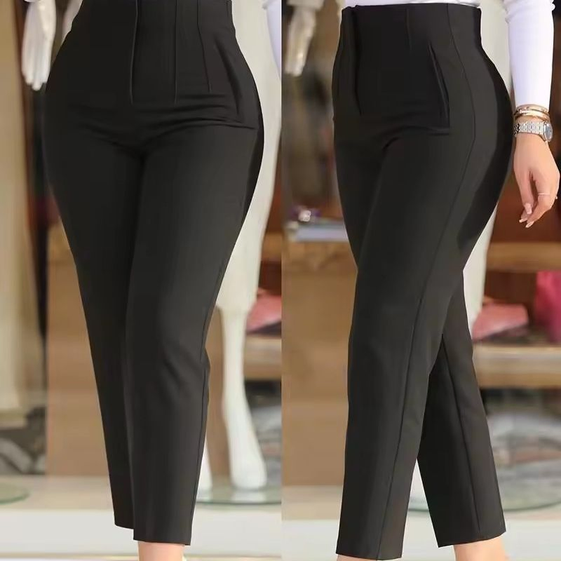 OEM Custom High Waist Lady Elegant Wide Leg Pants Trousers for Women