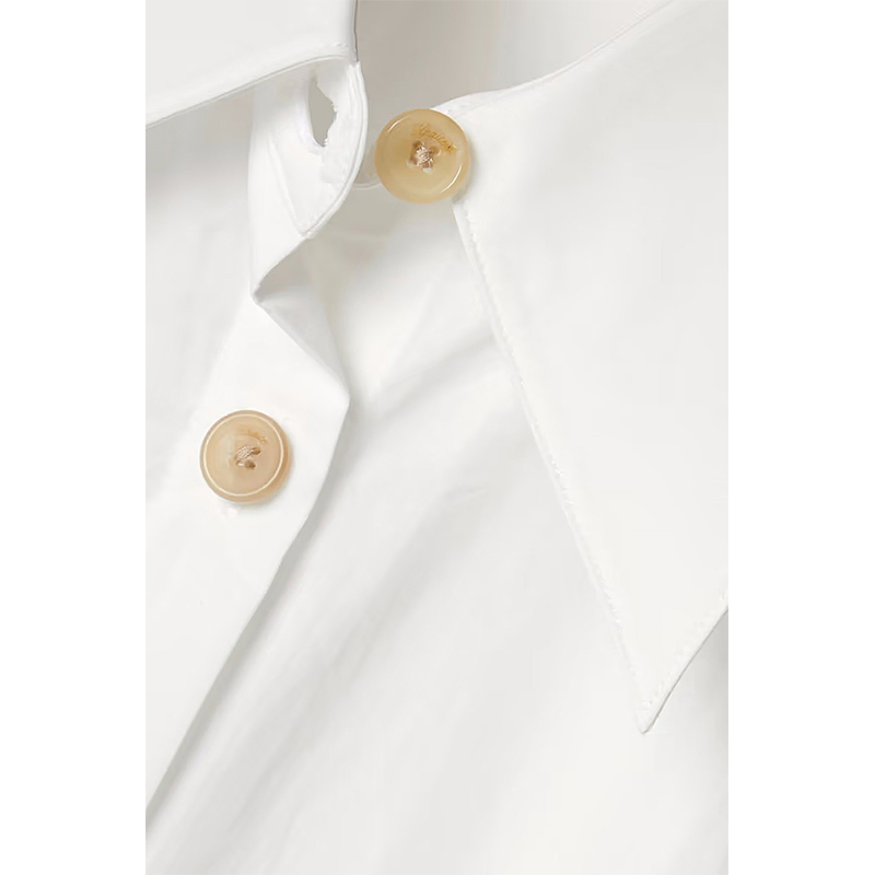 French-Style Round-Neck Bubble Sleeve White Blouse for Women